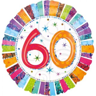 Amscan Folienballon Radiant Geburtstag, Zahl 60, 45 cm inkl. Helium - nur Abholung, kein Versand möglich