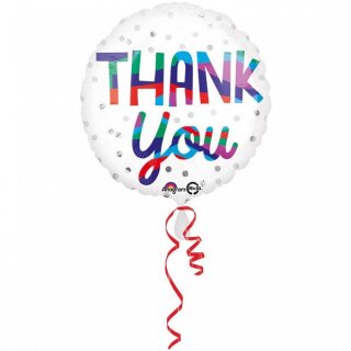 Amscan Folienballon "Thank You - silberne Punkte" rund, 43 cm inkl. Helium - nur Abholung, kein Versand möglich