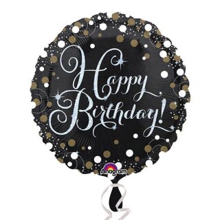 Amscan Folienballon Sparkling Happy Birthday Folienballon, 45 cm inkl. Helium - nur Abholung, kein Versand möglich