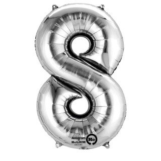 Riethmüller Folienballon SuperShape 8 silber, 53 x 83 cm inkl. Helium