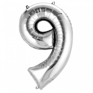 Amscan Folienballon SuperShape 9 silber, 63 x 86 cm inkl. Helium X - nur Abholung, kein Versand möglich