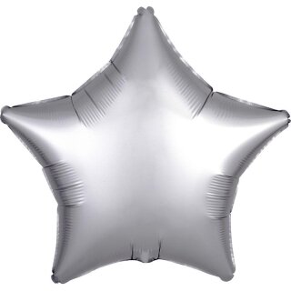 Amscan Folienballon "Satin Luxe Platinum" Star Silber, 43 cm inkl. Helium
