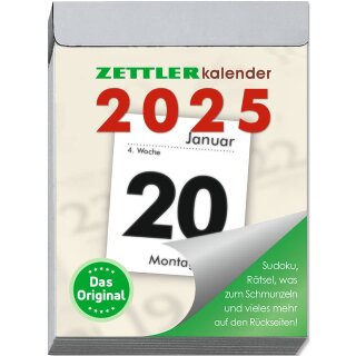 Zettler Abreißkalender 2025 Tageskalender Nr. 2 5,5x7cm, Schlitzweite 25mm