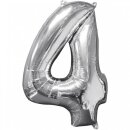 Amscan Folienballon Silber 4, 45 x 66 cm inkl. Helium