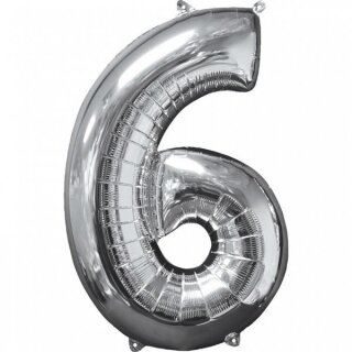Amscan Folienballon Silber 6, 43 x 66 cm inkl. Helium - nur Abholung, kein Versand möglich