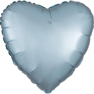Amscan Folienballon Satin Luxe Pastel-Blau Herz, 43 cm inkl. Helium - nur Abholung, kein Versand möglich