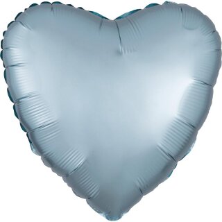 Amscan Folienballon Satin Luxe Pastel-Blau Herz, 43 cm inkl. Helium