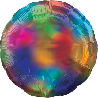 Amscan Folienballon Holographic Iridescent Rainbow Circle, 45 cm inkl. Helium - nur Abholung, kein Versand möglich