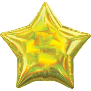 Amscan Folienballon Holographic Iridescent Yellow Star, 45 cm inkl. Helium