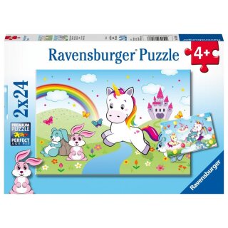 Ravensburger Märchenhaftes Einhorn Kinderpuzzle, Puzzle 2 x 24 Teile