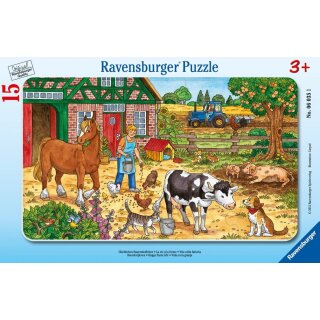 Ravensburger Kinderpuzzle - 06035 Glückliches Bauernhofleben - Rahmenpuzzle für Kinder ab 3 Jahren,