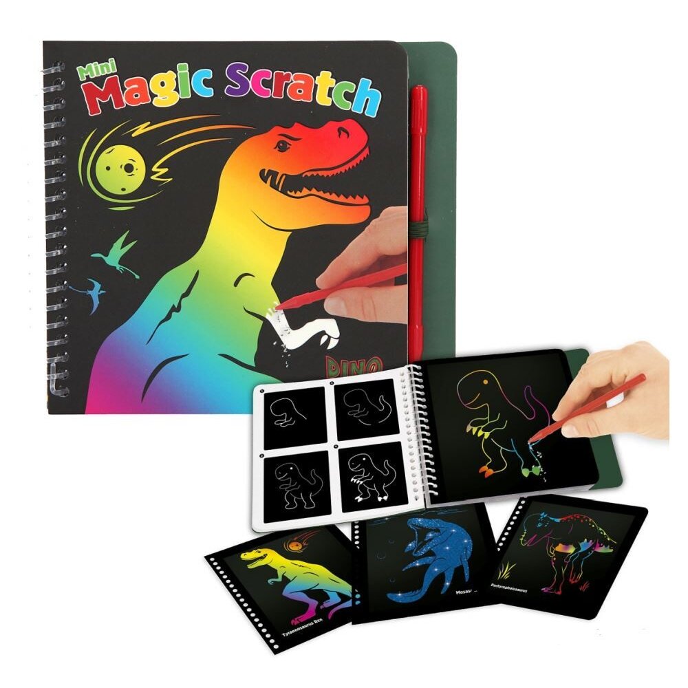 Dinosaurier-Kratzbuch für Jungen auf 20 Seiten Mini Magic Scratch Dino World 