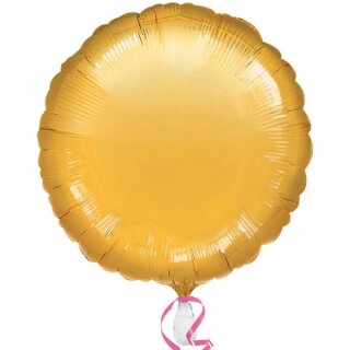 Amscan Folienballon "Metallic Gold" Foil Balloon Round, 43 cm inkl. Helium - nur Abholung, kein Versand möglich