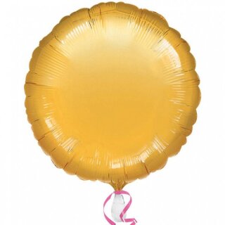 Amscan Folienballon "Metallic Gold" Foil Balloon Round, 43 cm inkl. Helium