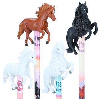 Miss Melody Bleistift mit 3D-Topper Pferde, 4 Topper und Farben zur Auswahl