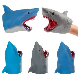 Unterwasser-Welt - 1x Haifisch-Handpuppe sortiert - Fisch Fingerpuppe - 14cm