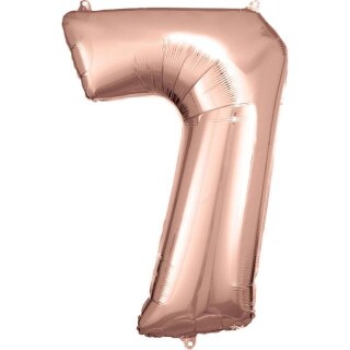 Riethmüller Zahl 7 Rosé Gold Folienballon 58 cm x 88 cm inkl. Helium - nur Abholung, kein Versand möglich