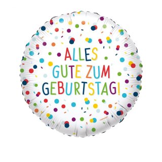 Amscan Folienballon Alles Gute zum Geburtstag mit Konfetti, 43 cm inkl. Helium - nur Abholung, kein Versand möglich