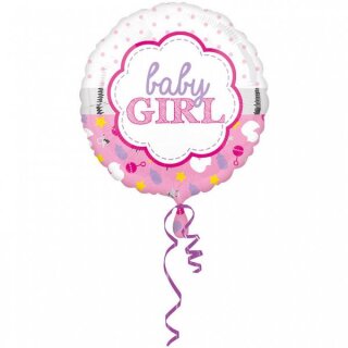 Amscan Folienballon Baby Girl Geburt Muschel Folienballon, rund, 43 cm inkl. Helium - nur Abholung, kein Versand möglich