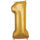 Riethmüller Zahl 1 Gold Folienballon 33 cm x 86 cm...