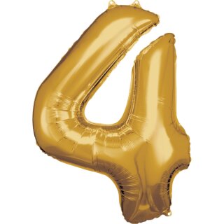 Riethmüller Zahl 4 Gold Folienballon 66 cm x 88 cm inkl. Helium