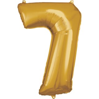 Riethmüller Zahl 7 Gold Folienballon 58 cm x 88 cm inkl. Helium
