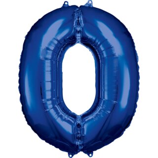 Riethmüller Zahl 0 Blau Folienballon 66 cm x 88 cm inkl. Helium - nur Abholung, kein Versand möglich
