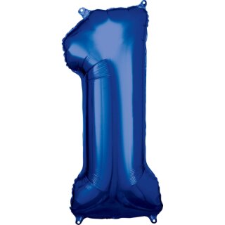 Riethmüller Zahl 1 Blau Folienballon 33 cm x 86 cm inkl. Helium - nur Abholung, kein Versand möglich
