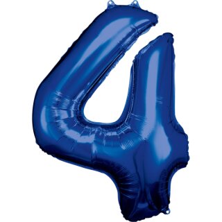 Riethmüller Zahl 4 Blau Folienballon 66 cm x 88 cm inkl. Helium - nur Abholung, kein Versand möglich