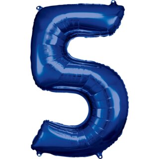 Riethmüller Zahl 5 Blau Folienballon 58 cm x 86 cm inkl. Helium - nur Abholung, kein Versand möglich