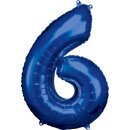 Riethmüller Zahl 6 Blau Folienballon 55 cm x 88 cm...
