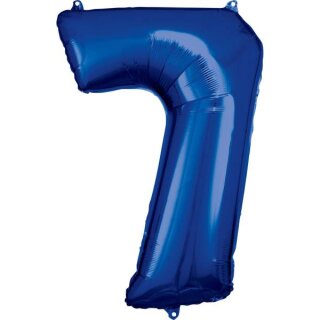 Riethmüller Zahl 7 Blau Folienballon 58 cm x 88 cm inkl. Helium