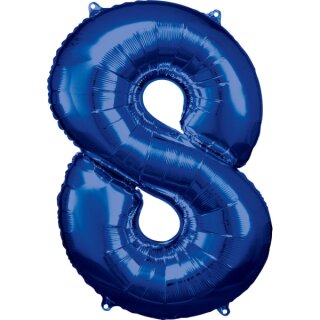 Riethmüller Zahl 8 Blau Folienballon 53 cm x 83 cm inkl. Helium - nur Abholung, kein Versand möglich