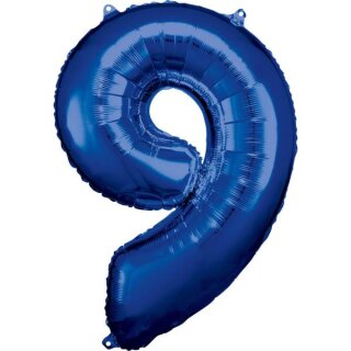 Riethmüller Zahl 9 Blau Folienballon 63cm x 86cm inkl. Helium - nur Abholung, kein Versand möglich