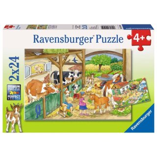 Ravensburger Kinderpuzzle - 09195 Fröhliches Landleben - Puzzle für Kinder ab 4 Jahren, mit 2x24 Tei