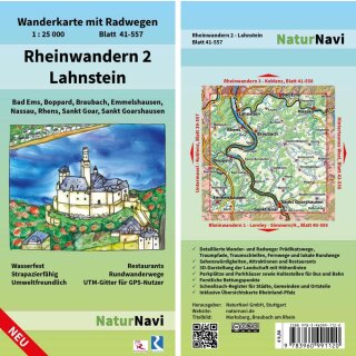 Naturnavi Rheinwandern 2 - Lahnstein Wanderkarte
