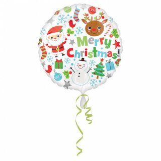 Amscan Folienballon Weihnachten Merry Christmas, 43 cm inkl. Helium - nur Abholung, kein Versand möglich