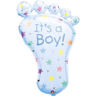 Amscan XL Folienballon Fuß blau - Its a Boy - Geburt Junge, 58 x 82 cm inkl. Helium - nur Abholung, kein Versand möglich