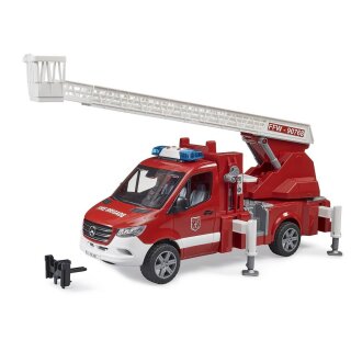 Bruder 02673 MB Sprinter Feuerwehr mit Drehleiter, Pumpe und Light & Sound Modul