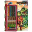 Dino World - Dinosaurier-Malbuch mit Buntstiften und...