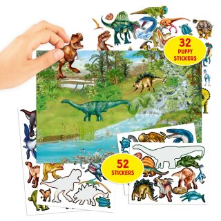 Dino World - Dinosaurier Stickerbuch mit 84 Stickern inkl. Puffy-Sticker