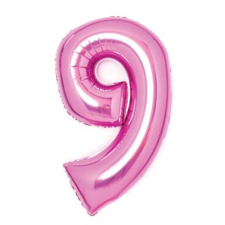 Amscan Zahl 9 Pink Folienballon, 66cm inkl. Helium - nur Abholung, kein Versand möglich