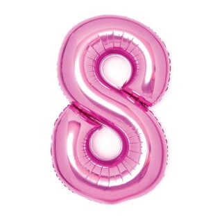 Amscan Zahl 8 Pink Folienballon, 66cm inkl. Helium - nur Abholung, kein Versand möglich
