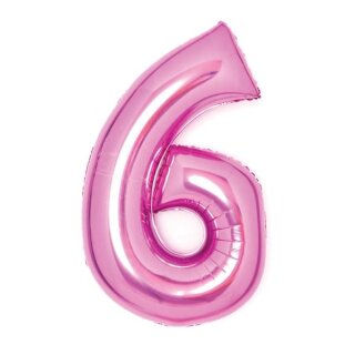 Amscan Zahl 6 Pink Folienballon, 66cm inkl. Helium - nur Abholung, kein Versand möglich