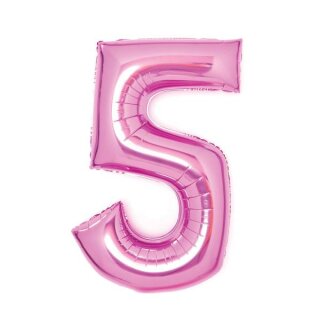 Amscan Zahl 5 Pink Folienballon, 66cm inkl. Helium - nur Abholung, kein Versand möglich