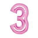Amscan Zahl 3 Pink Folienballon, 66cm inkl. Helium - nur...
