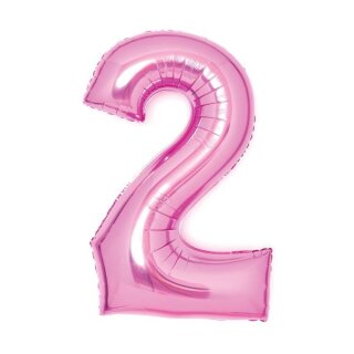 Amscan Zahl 2 Pink Folienballon, 66cm inkl. Helium - nur Abholung, kein Versand möglich