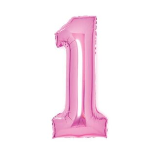 Amscan Zahl 1 Pink Folienballon, 66cm inkl. Helium - nur Abholung, kein Versand möglich