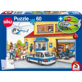 Schmidt Spiele Puzzle 60 Teile Polizeihubschrauber mit Siku Modell