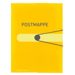 Herlitz Postmappe/Gummizugmappe A4 Polypropylen transparent gelb - Sammelmappe für Elternbriefe